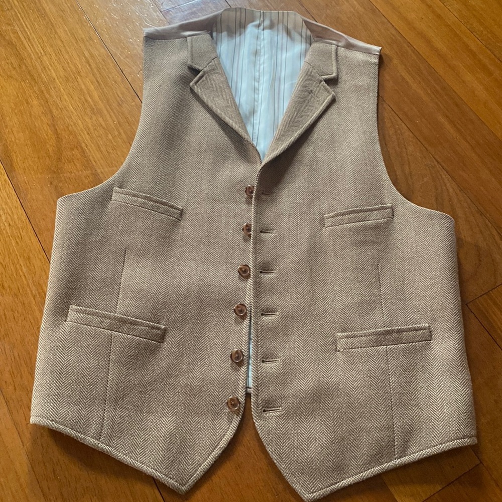 Herringbone print men’s vest
